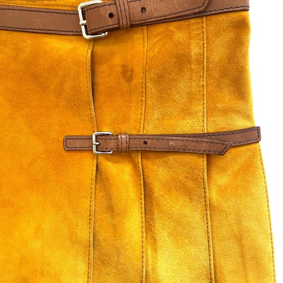 Prada Mustard Yellow Suede Mid Length Wrap Skirt - Picture 6 of 15